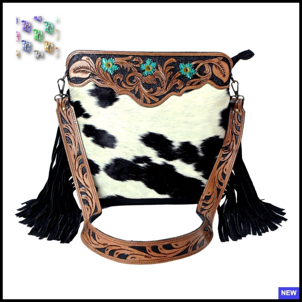 Leather Crossbody Bag Floral Tooled Western Cowgirl Chic Party Wear